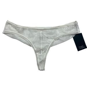 Thistle and Spire White Thong Underwear Ivory Lace Sheer Large Wedding Honeymoon